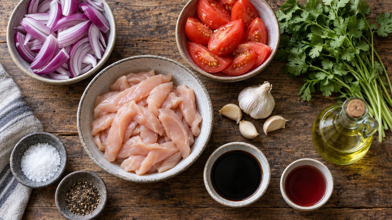 Ingredients for Pollo Saltado