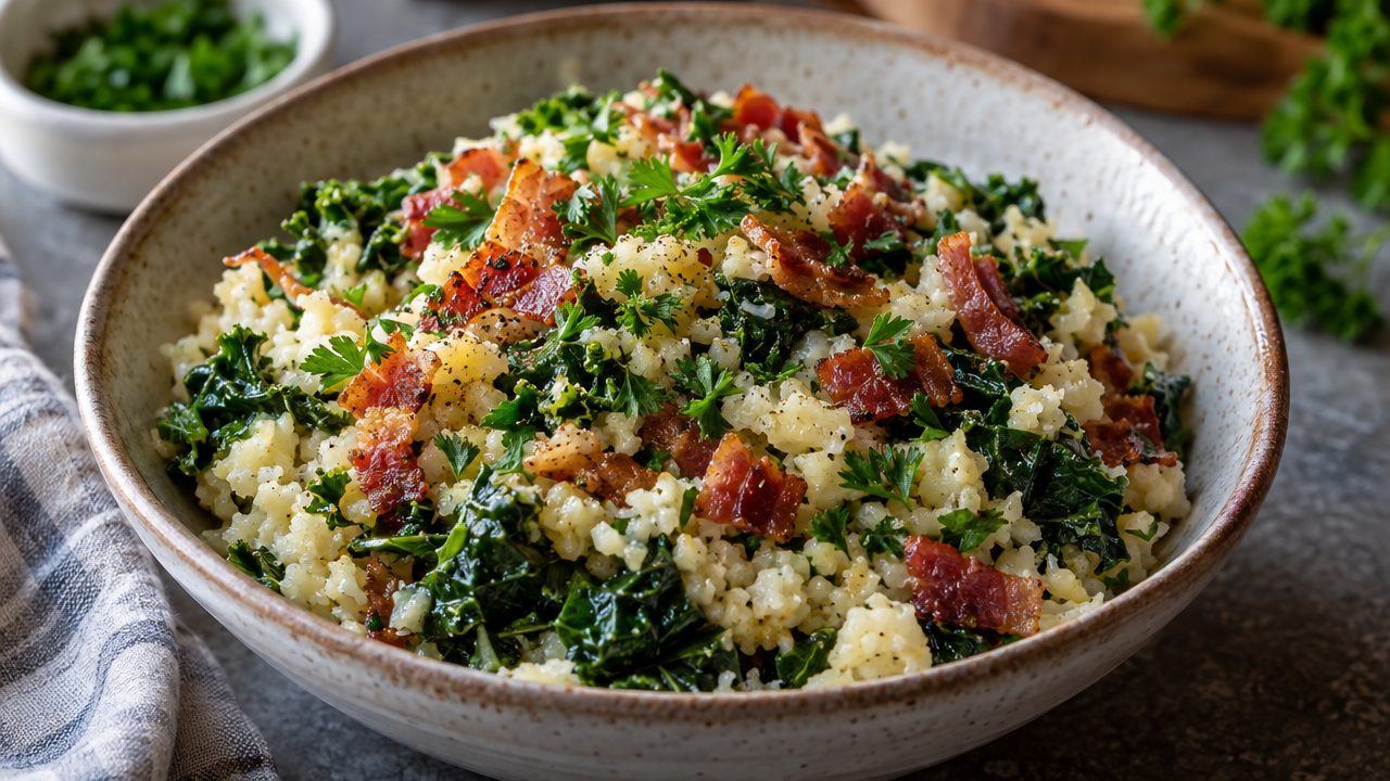 Keto Colcannon Salad, plated and ready to serve