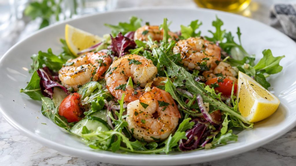 Keto Irish Prawn Salad, plated and ready to serve