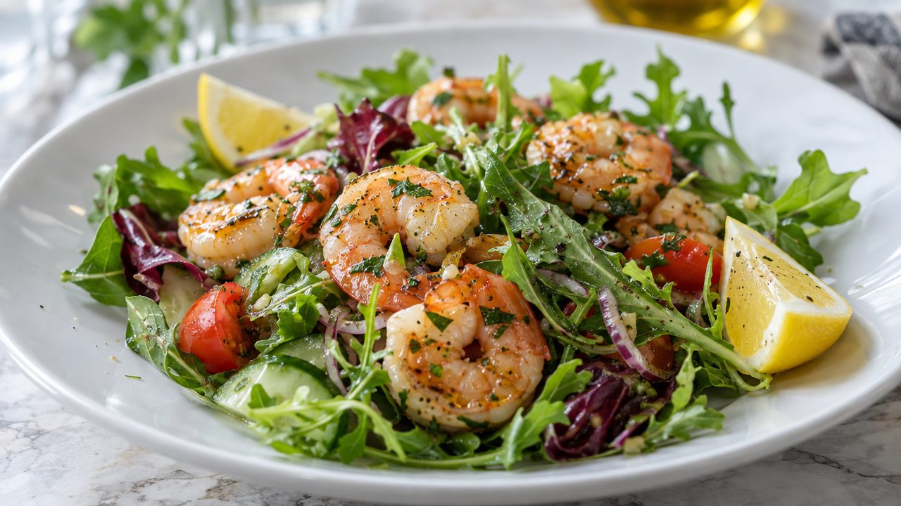 Keto Irish Prawn Salad, plated and ready to serve