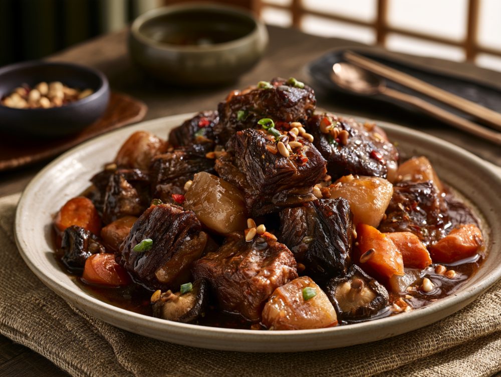 Korean Galbi-jjim, plated and ready to serve