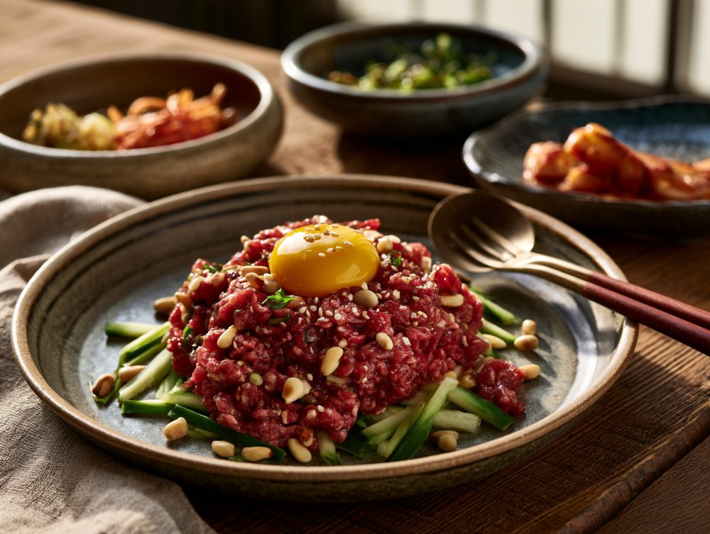 Korean Yukhoe, plated and ready to serve