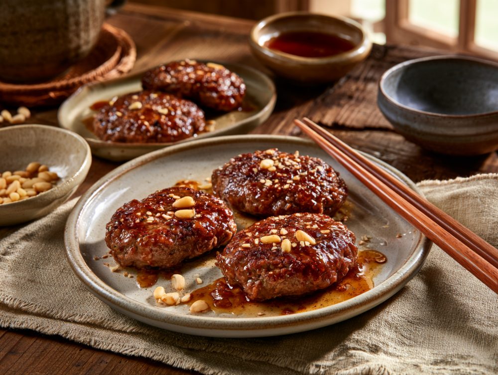 Korean Tteok-galbi, plated and ready to serve