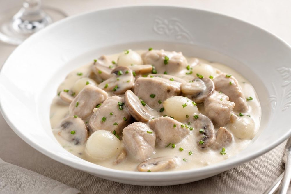 Blanquette de Veau Keto, plated and ready to serve