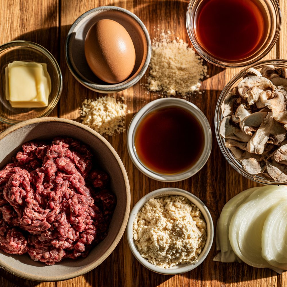 Ingredients for Salisbury Steak with Mushroom Gravy