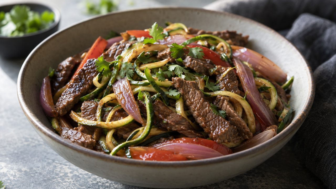 Tallarín Saltado, plated and ready to serve