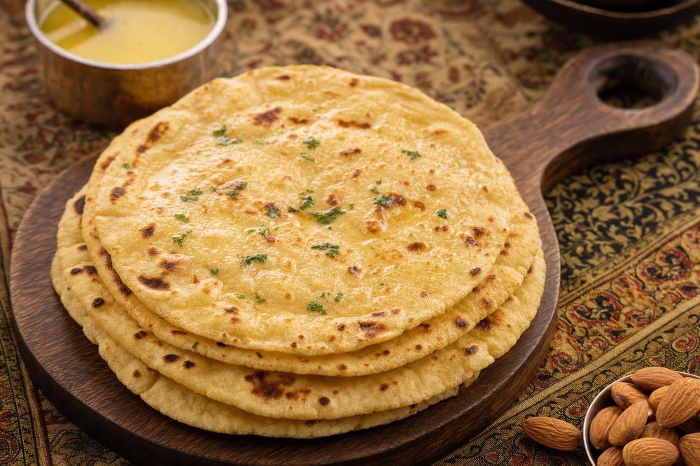 Almond Flour Roti, plated and ready to serve
