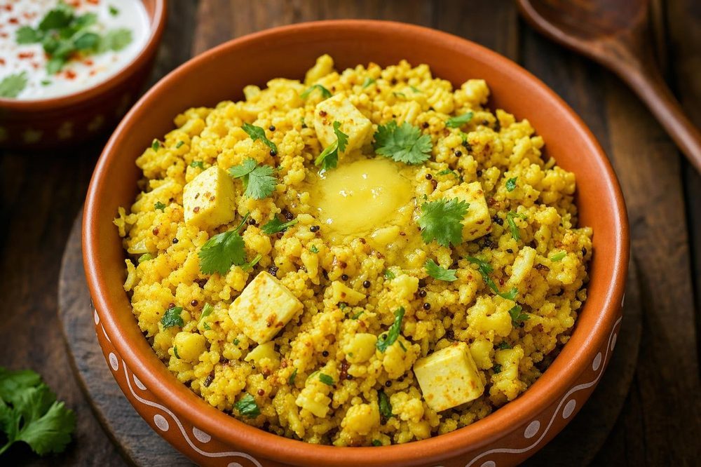 Keto Khichdi, plated and ready to serve