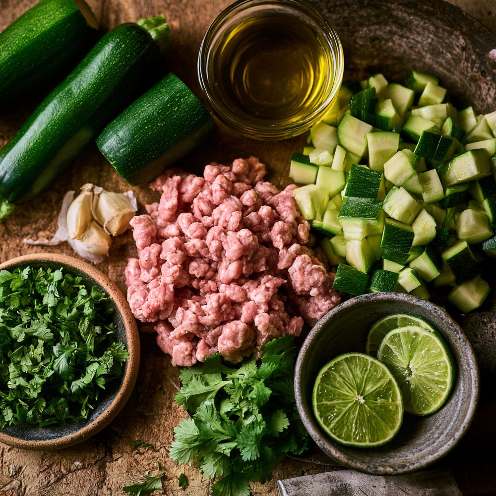 Ingredients for Cilantro-Lime Turkey Zucchini Skillet