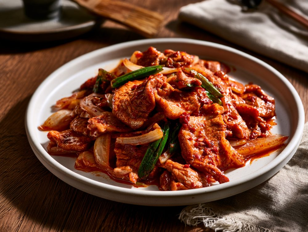 Korean Jeyuk-bokkeum, plated and ready to serve