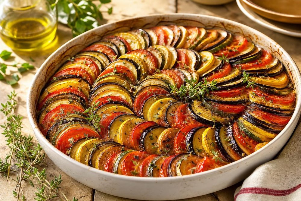 Tian Provençal Légumes, plated and ready to serve
