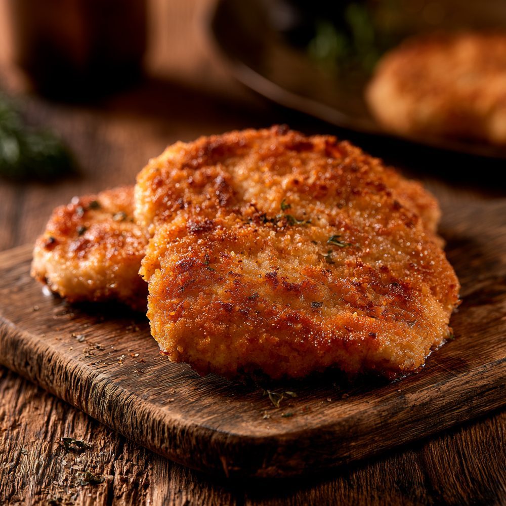Polish Kotlet Schabowy, Almond Flour Crust, plated and ready to serve