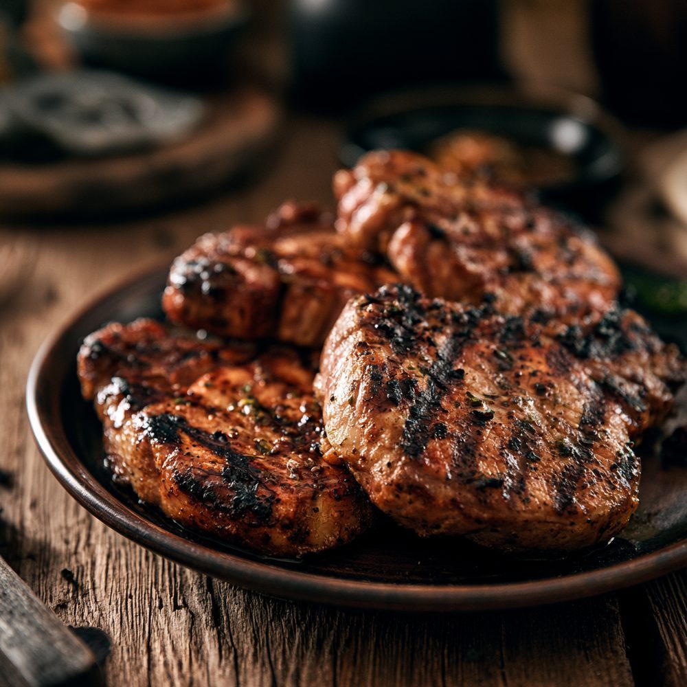 Polish Karkówka Grillowana, Grilled Pork Neck, plated and ready to serve