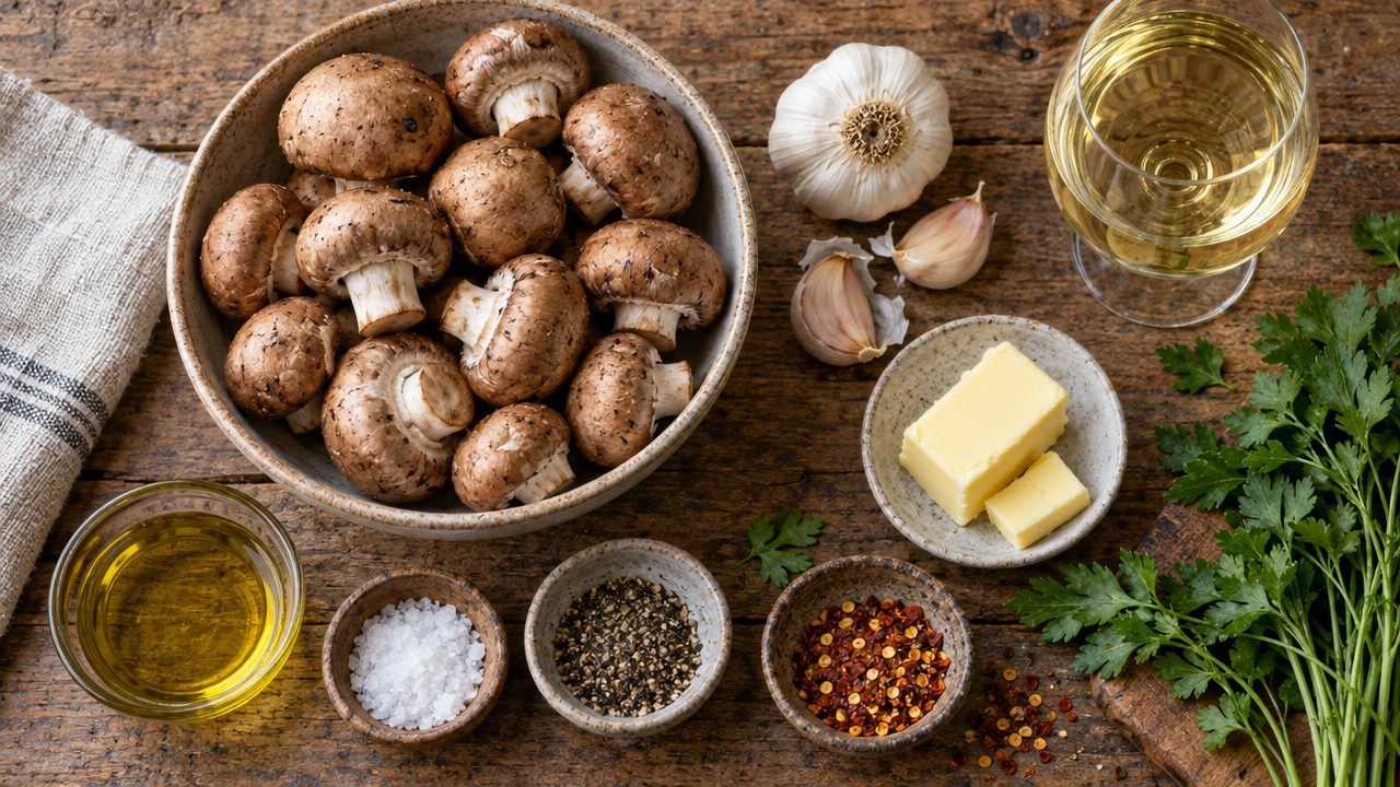 Ingredients for Champiñones al Ajillo