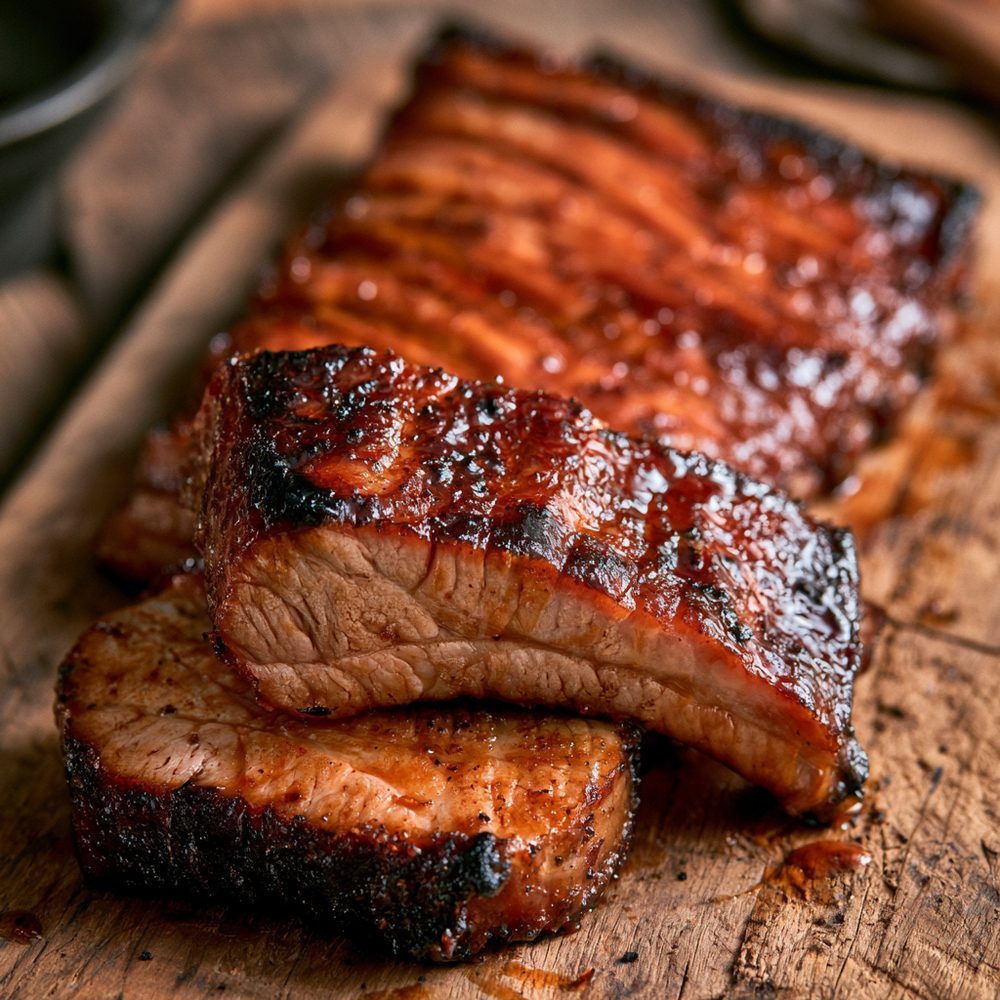 Polish Żeberka, Pork Ribs, Sugar-Free Glaze, plated and ready to serve