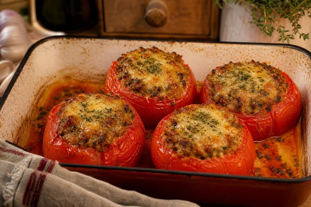 Tomates Farcies Viande Keto, plated and ready to serve