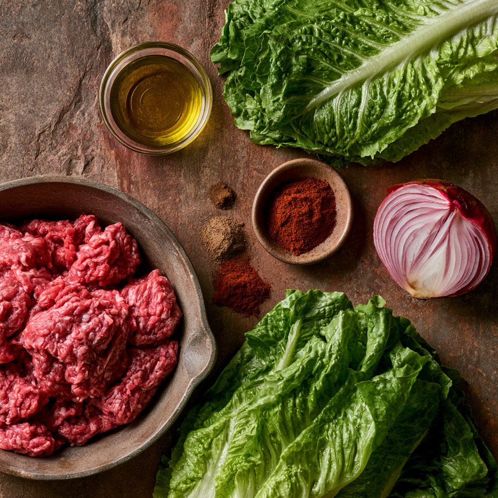 Ingredients for Beef Taco Lettuce Wraps