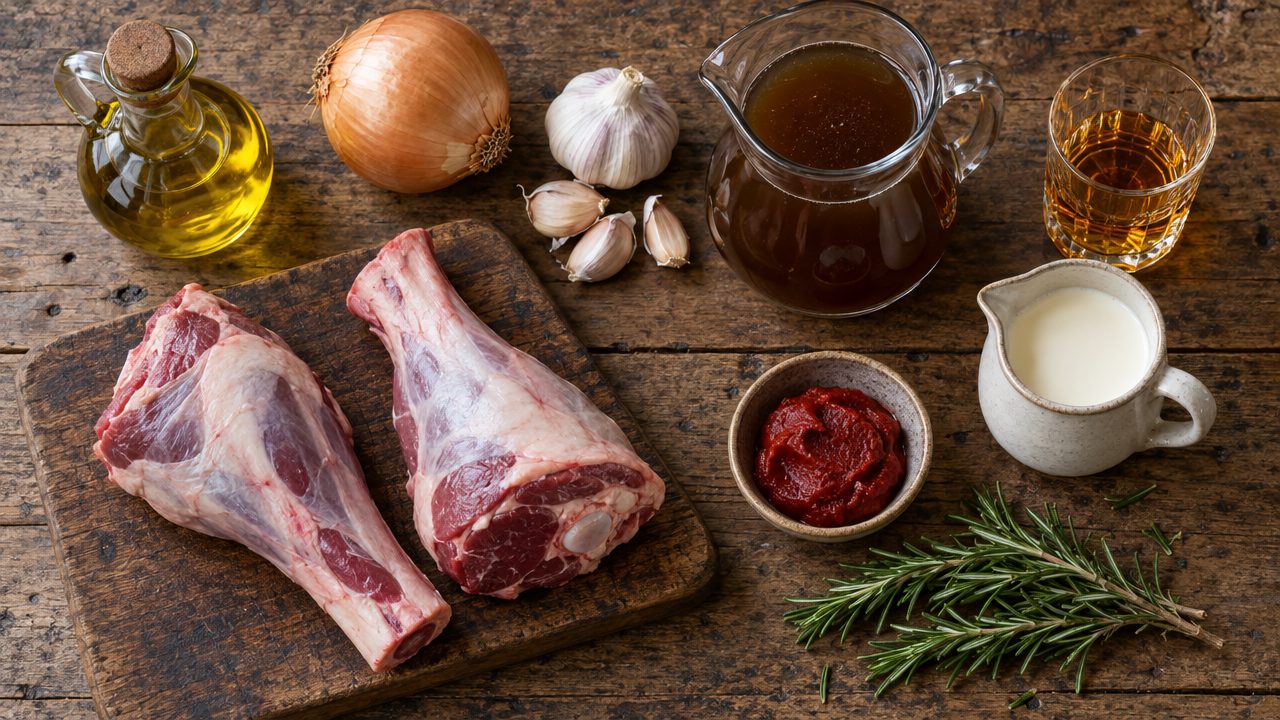 Ingredients for Keto Lamb Shanks in Irish Whiskey Sauce