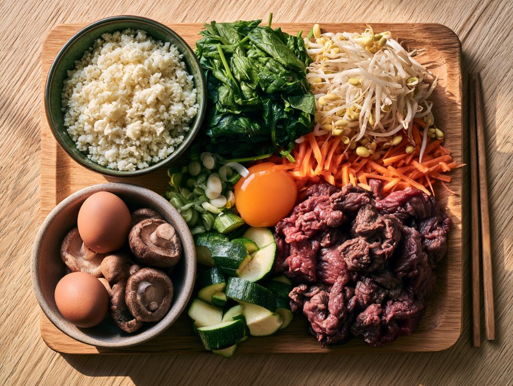 Ingredients for Korean Jeonju Bibimbap