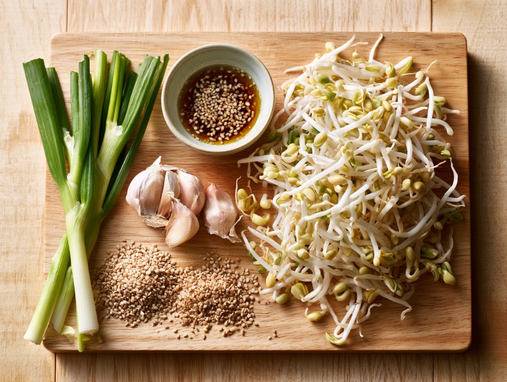 Ingredients for Korean Kongnamul-muchim