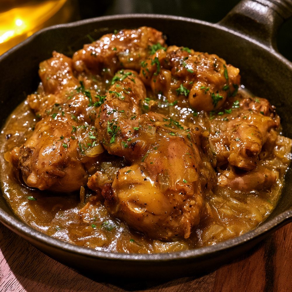Smothered Rabbit, plated and ready to serve