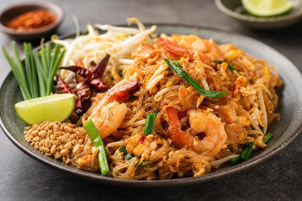 Shirataki Pad Thai, plated and ready to serve