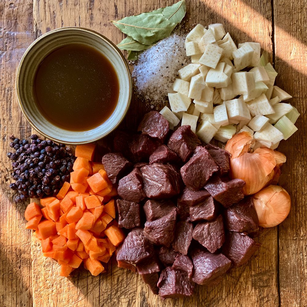 Ingredients for Polish Jeleń w Sosie, Venison in Sauce
