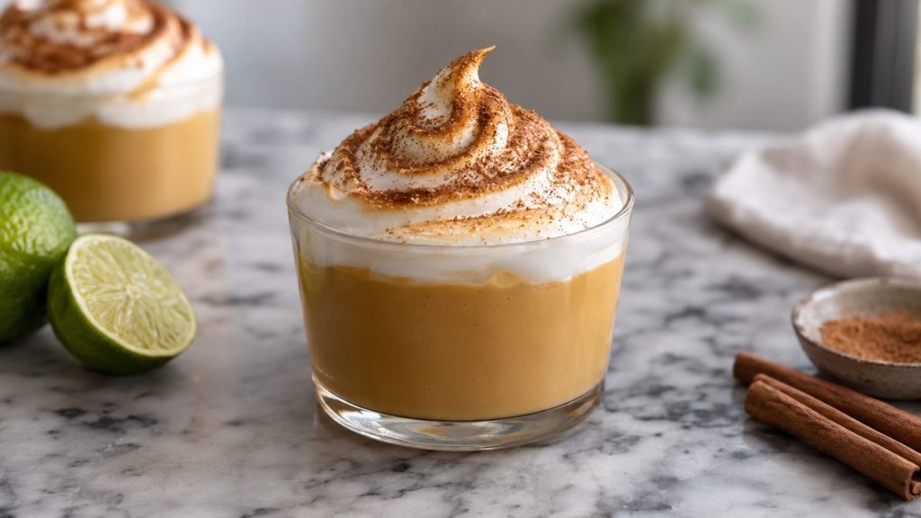 Suspiro Limeño Keto, plated and ready to serve