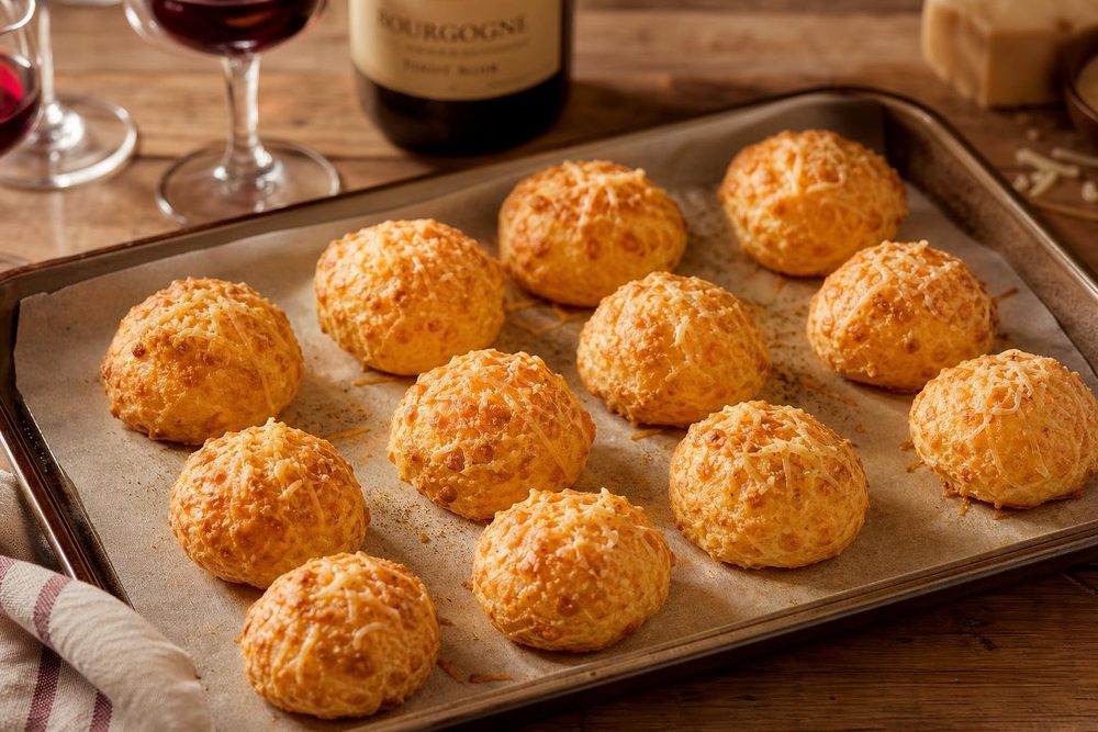 Gougères Keto Parmesan, plated and ready to serve