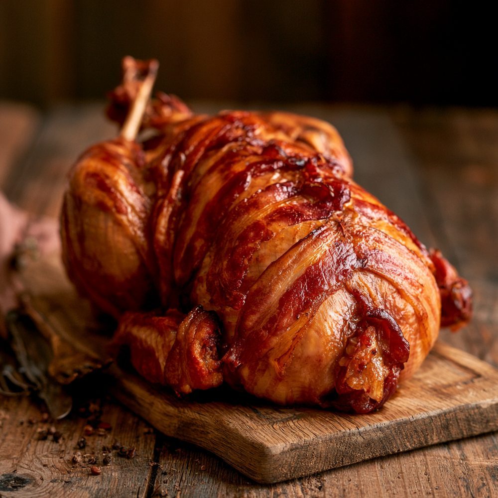 Polish Bażant Pieczony, Roast Pheasant, plated and ready to serve