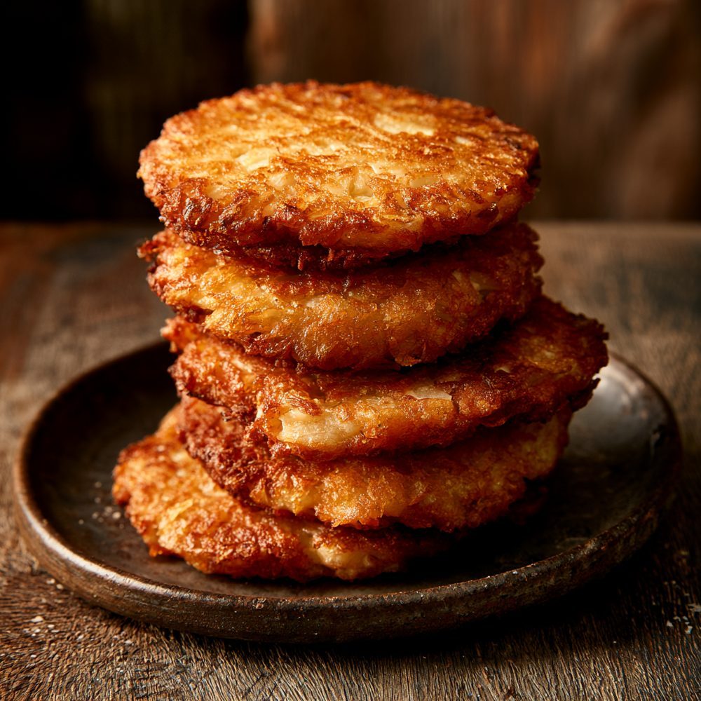 Crispy Cauliflower "Latkes", plated and ready to serve