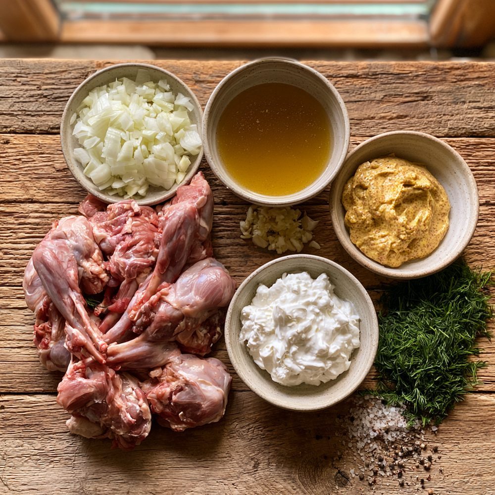 Ingredients for Polish Królik w Śmietanie, Rabbit in Sour Cream