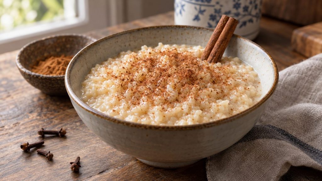Arroz con Leche Keto, plated and ready to serve