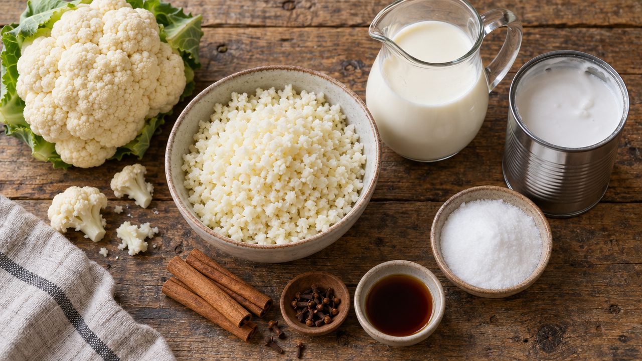 Ingredients for Arroz con Leche Keto