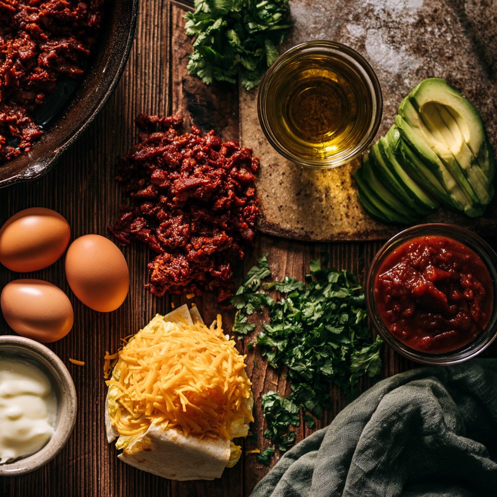 Ingredients for Chorizo & Egg Cheese-Shell Quesadillas