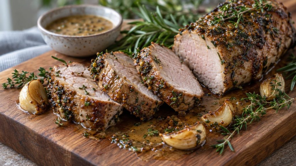 Keto Irish Pork Tenderloin, plated and ready to serve