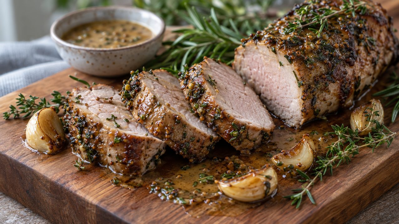 Keto Irish Pork Tenderloin, plated and ready to serve