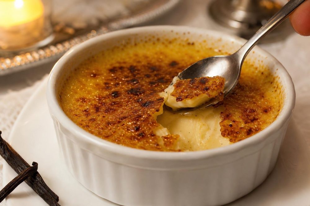 Crème Brûlée Keto Vanille, plated and ready to serve