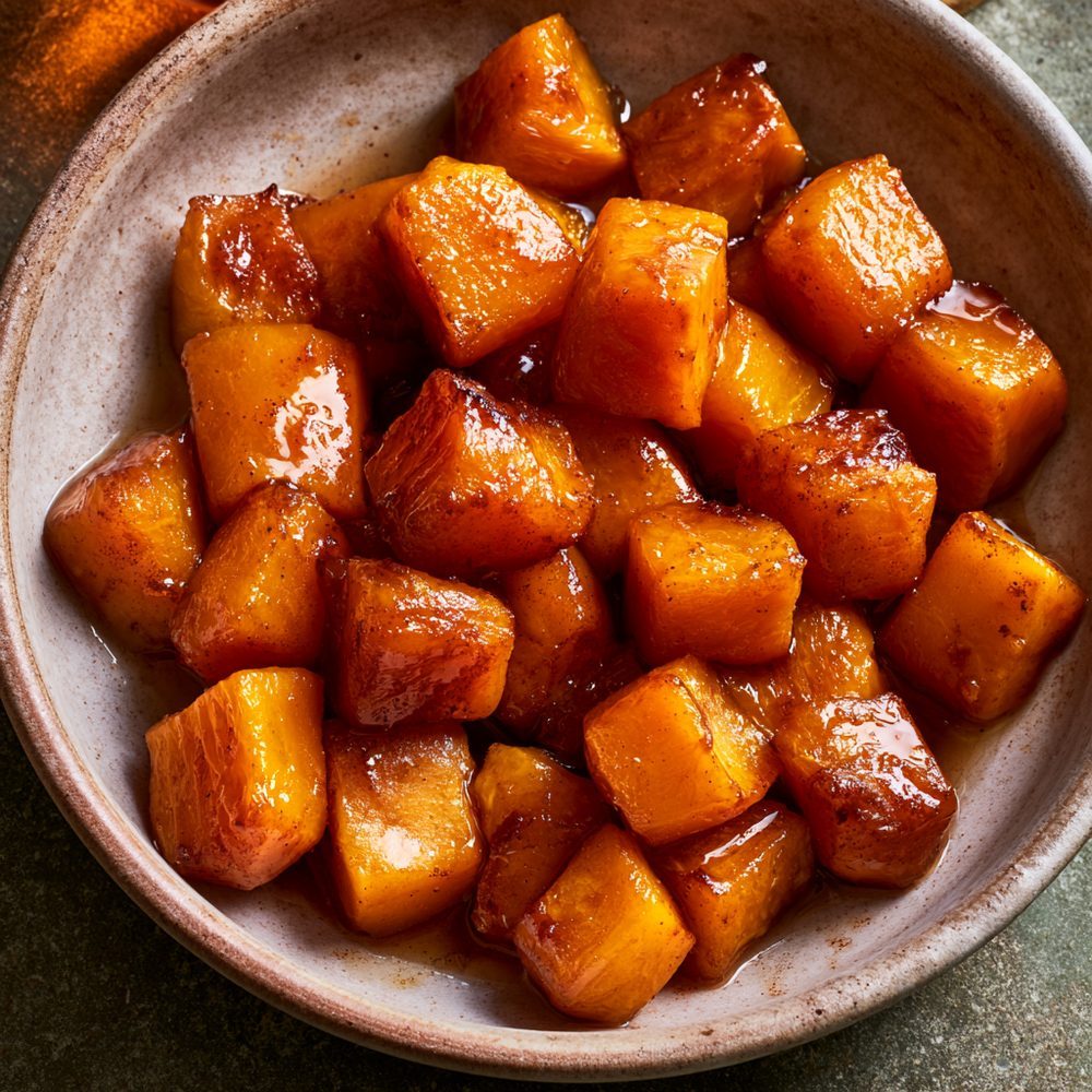 Sugar-Free Candied Butternut Squash, Yam-Style, plated and ready to serve