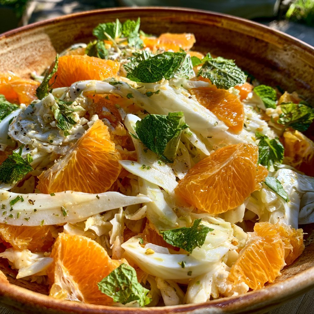 Fennel and Orange Salad, plated and ready to serve