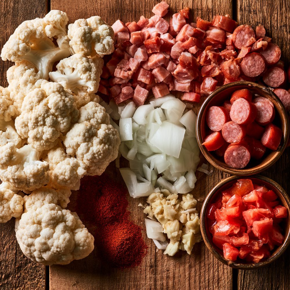 Ingredients for Polish Cauliflower & Bacon Bake