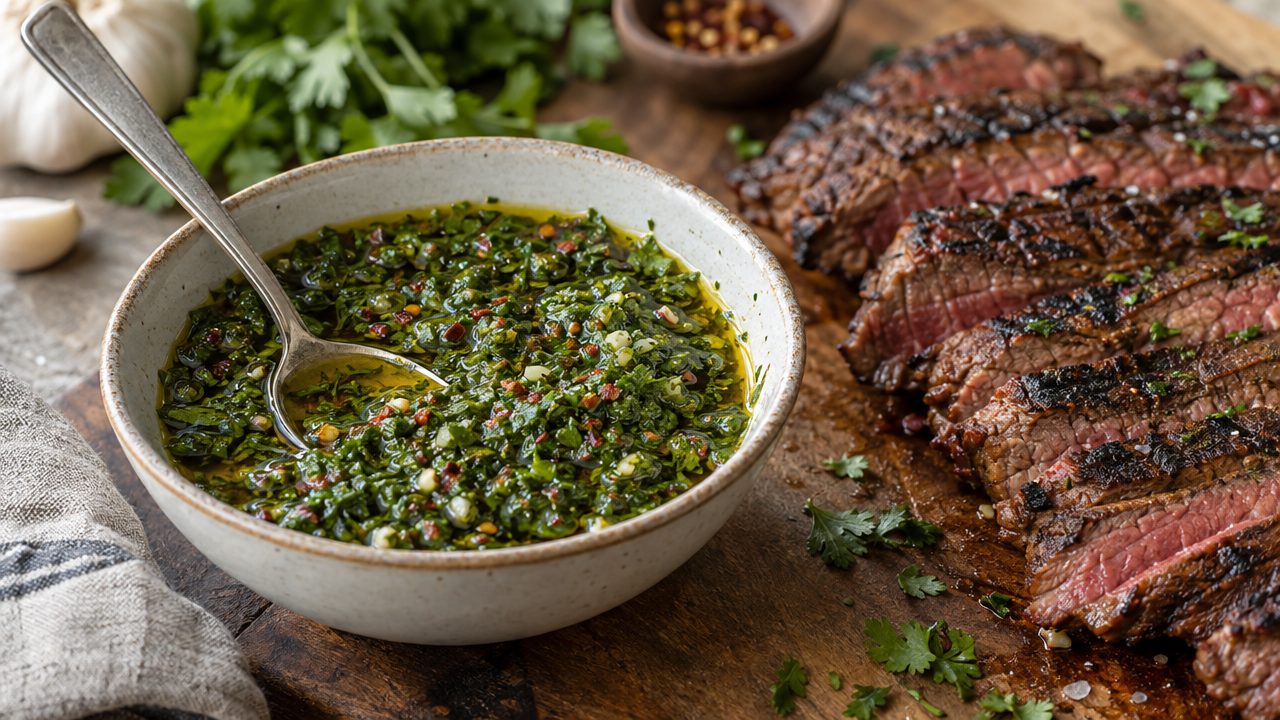 Chimichurri Peruano, plated and ready to serve
