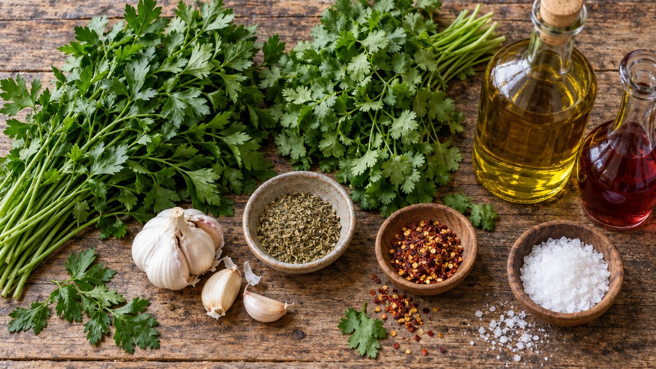 Ingredients for Chimichurri Peruano
