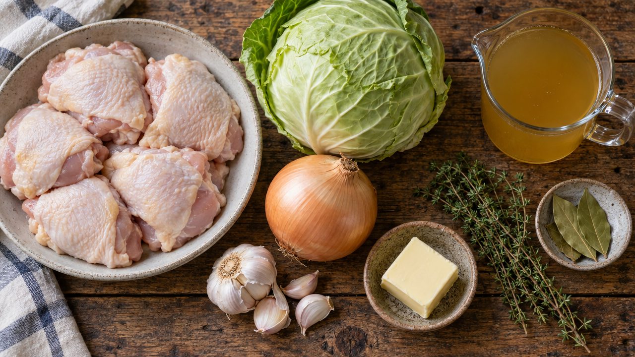 Ingredients for Keto Chicken and Cabbage Stew