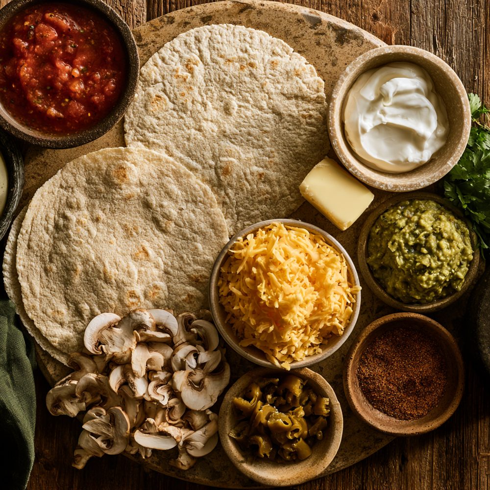 Ingredients for Keto Quesadilla with Almond-Flour Tortilla