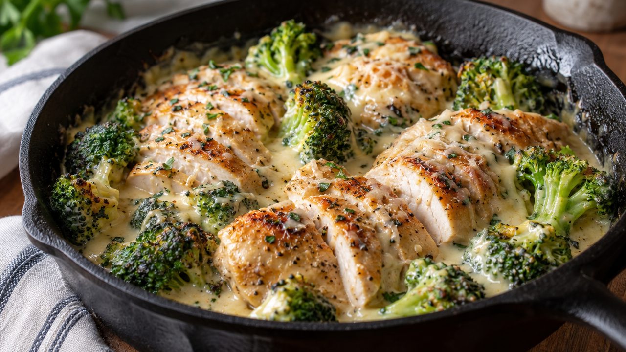 Keto Irish Creamy Chicken and Broccoli, plated and ready to serve