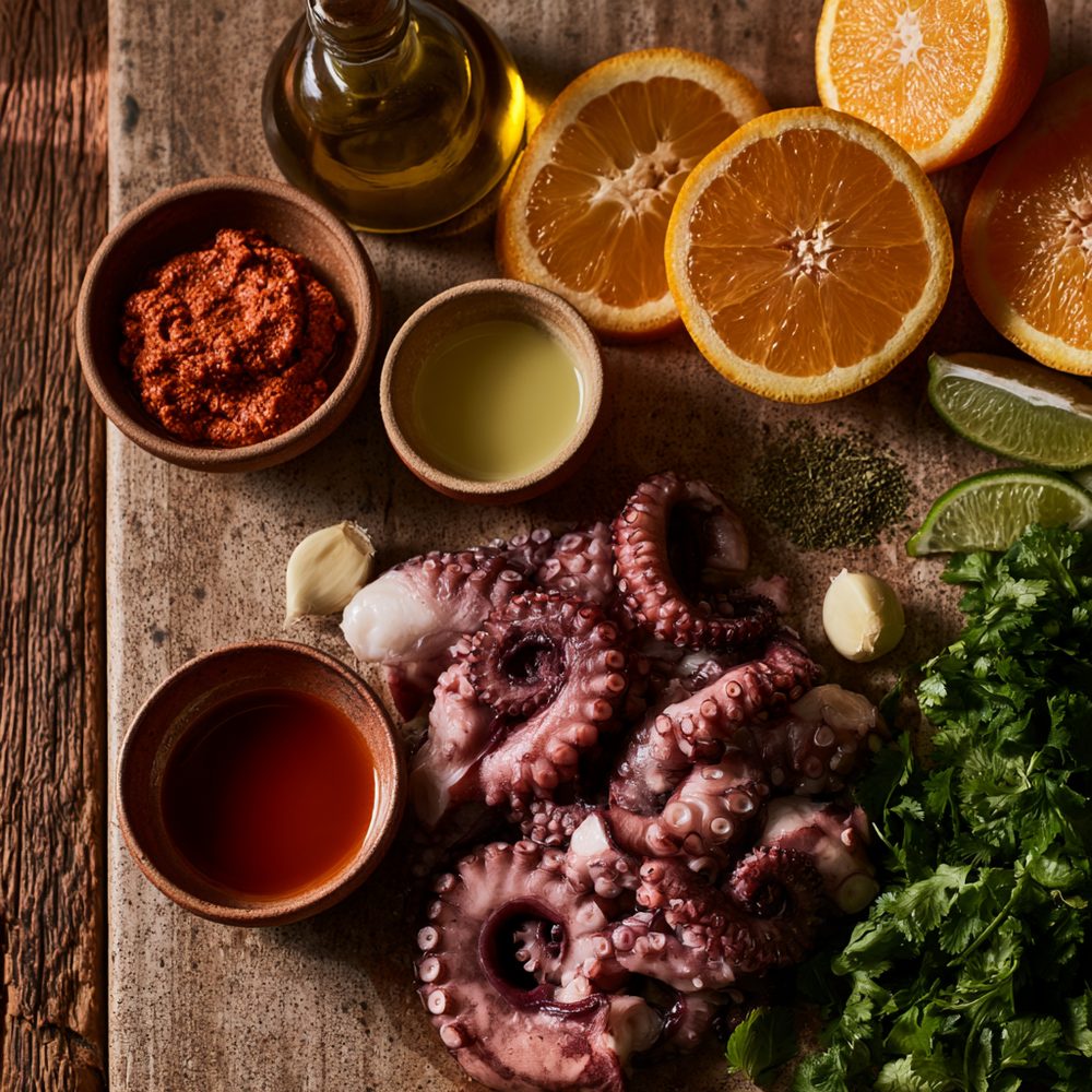 Ingredients for Grilled Achiote Octopus Tentacles