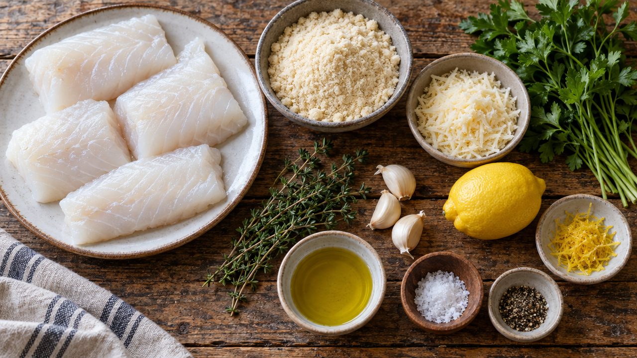 Ingredients for Keto Irish Baked Cod with Herb Crust