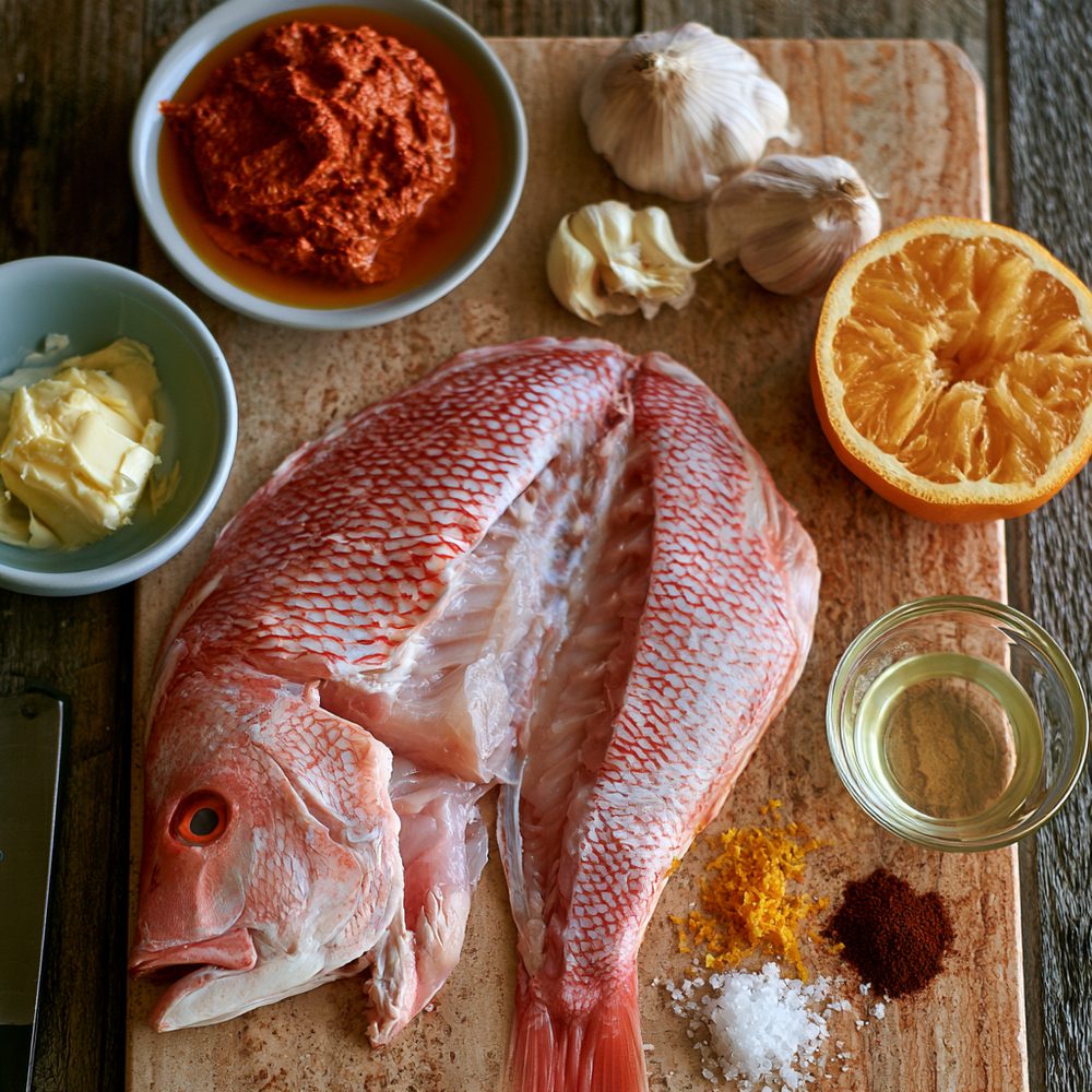 Ingredients for Achiote Butterflied Snapper