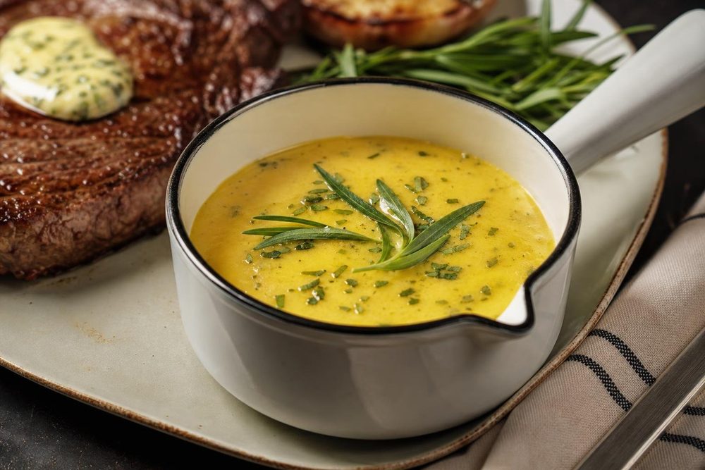 Sauce Béarnaise Classique, plated and ready to serve